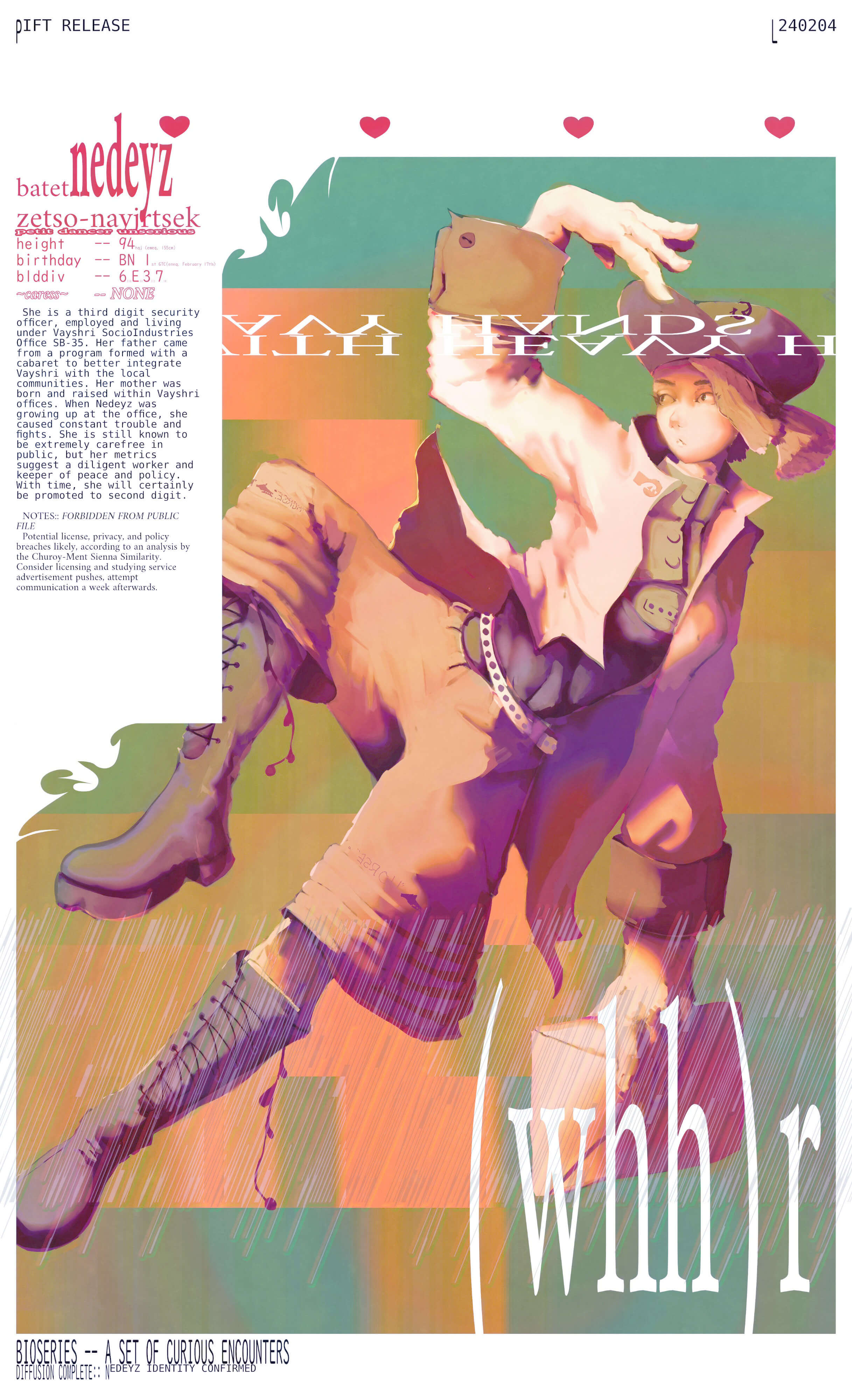 A picture of Nedeyz with additional biographical information in the Pift Release Palette
